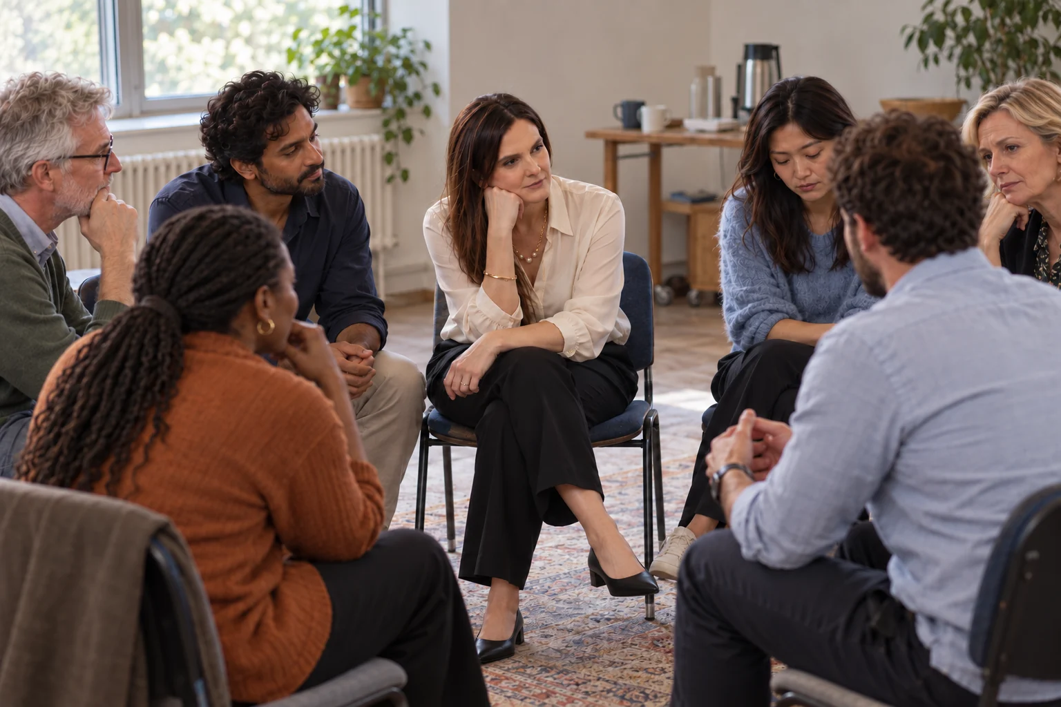 Illustration of colleagues in a group supervision conversation